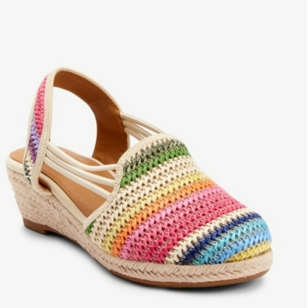 Comforview Clea Woven Slingback Wedge Multi color Sandals size 11 W